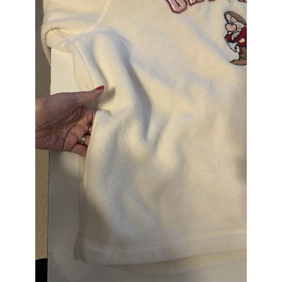 Vintage Disney Grumpy Fleece Hoodie Pullover XL Snow White Dwarf Sherpa Cream - Picture 7 of 11